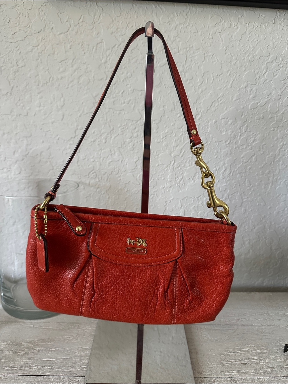 Coach Pebbled Leather Clutch wristlet with Gold Accents